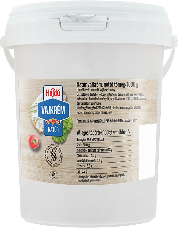 KT Hajdú vajkrém natúr 1kg