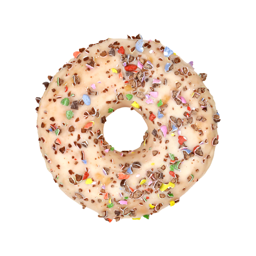 LL Gyűrűs fánk fehér bevonattal, színes kakaós cukorka szórással 57g (839/48)